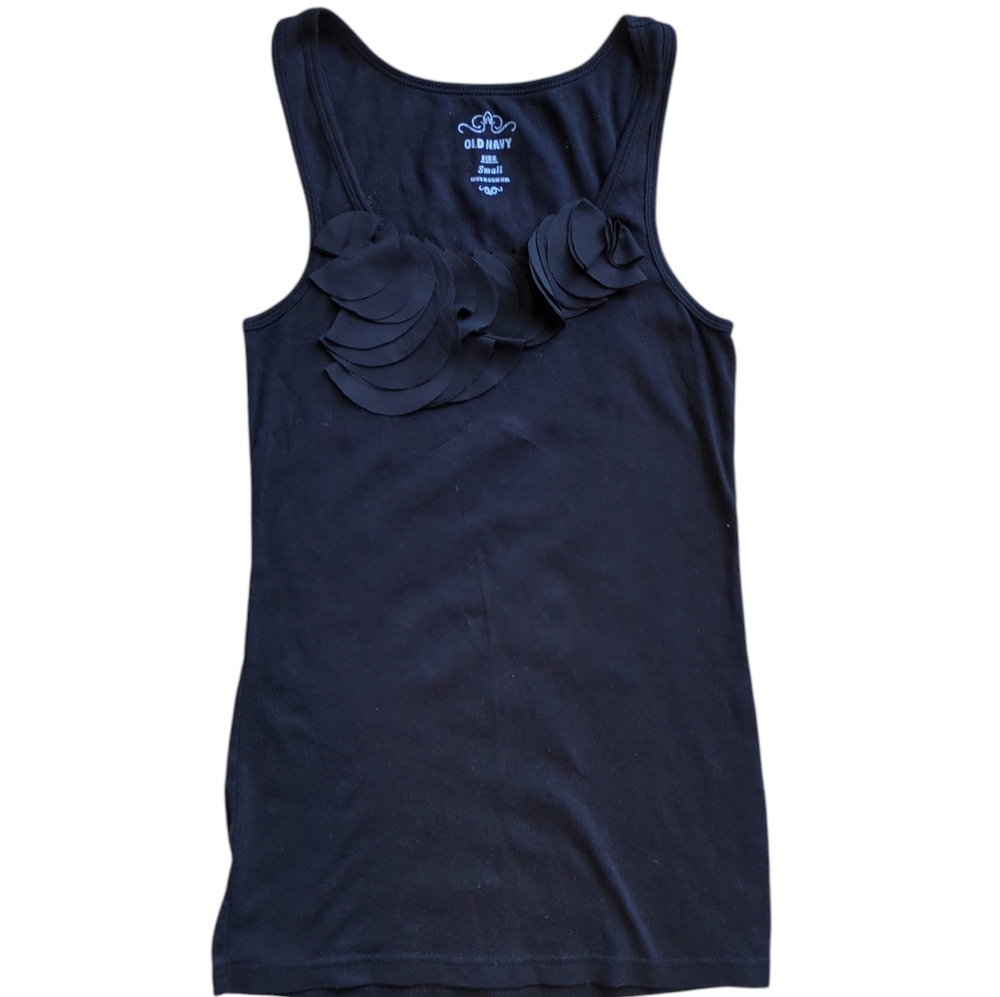 3D Floral Accent Old Navy Sleeveless Tank Top, Small, 100% Cotton, Mesh